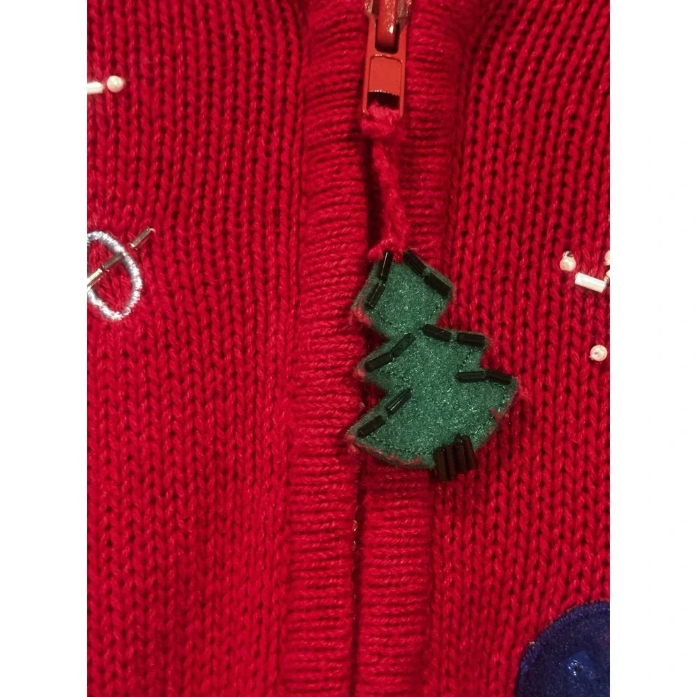 VTG Ms. Lee Winter  XL‎ Sweater Women's Cardigan Snowmen Embroidered Full Zip